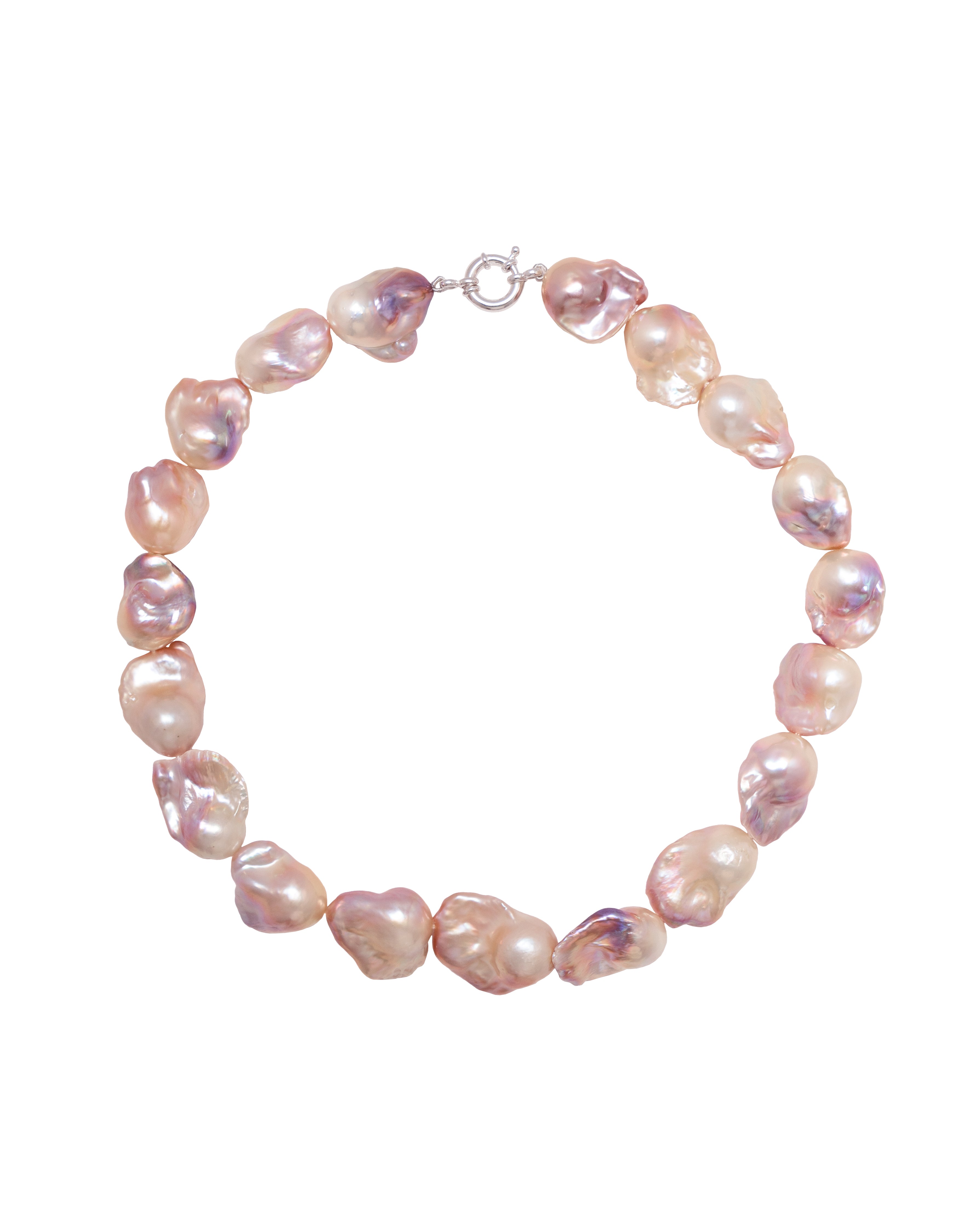 A multicolored freshwater baroque pearls necklace.