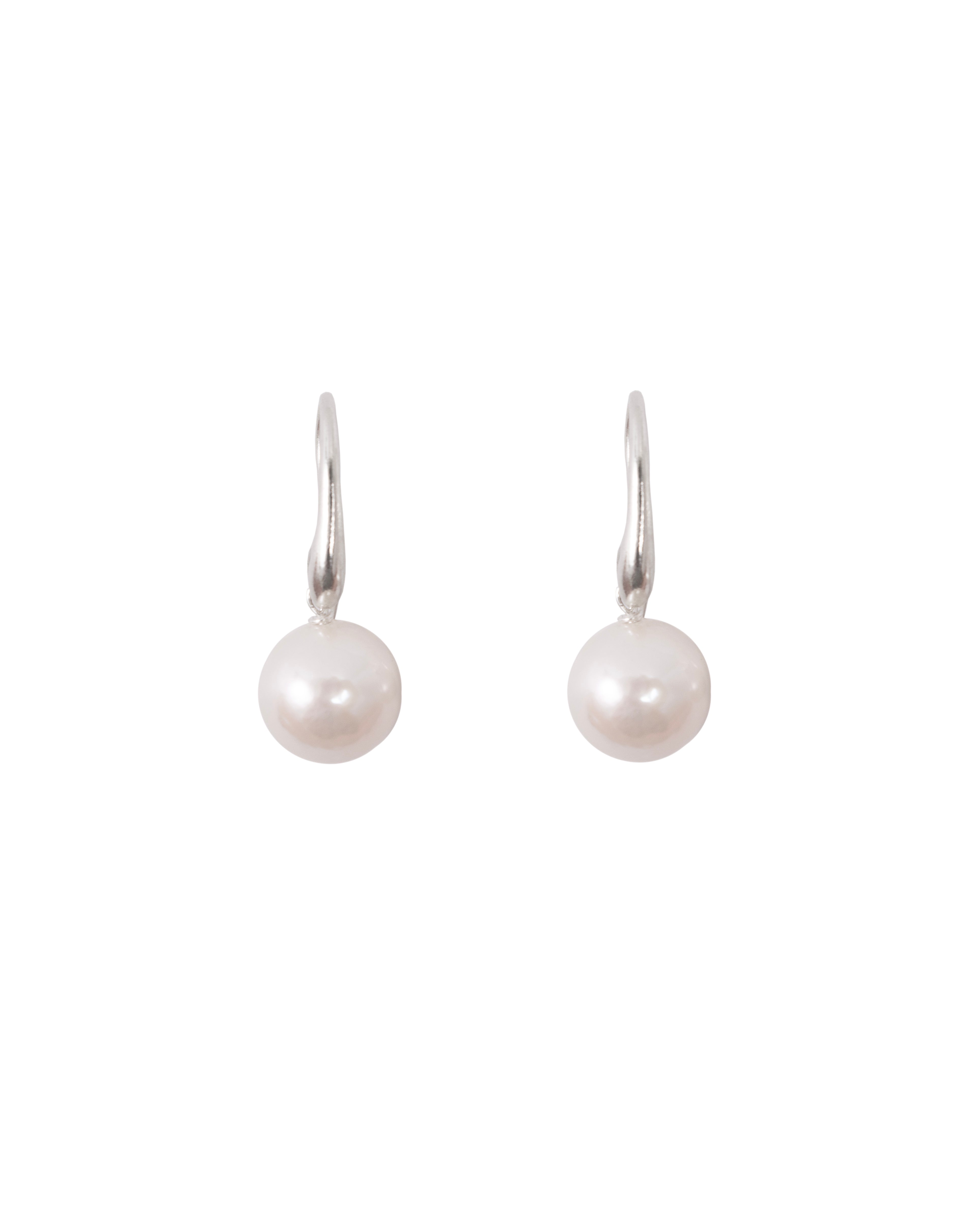 A pair of ladies hoop earrings
 with freshwater pearl embellishments.